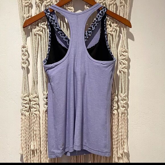 Lululemon Inspiration Tank SZ 2 Purple & Black Built in Bra Racerback Yoga Top - Picture 3 of 8